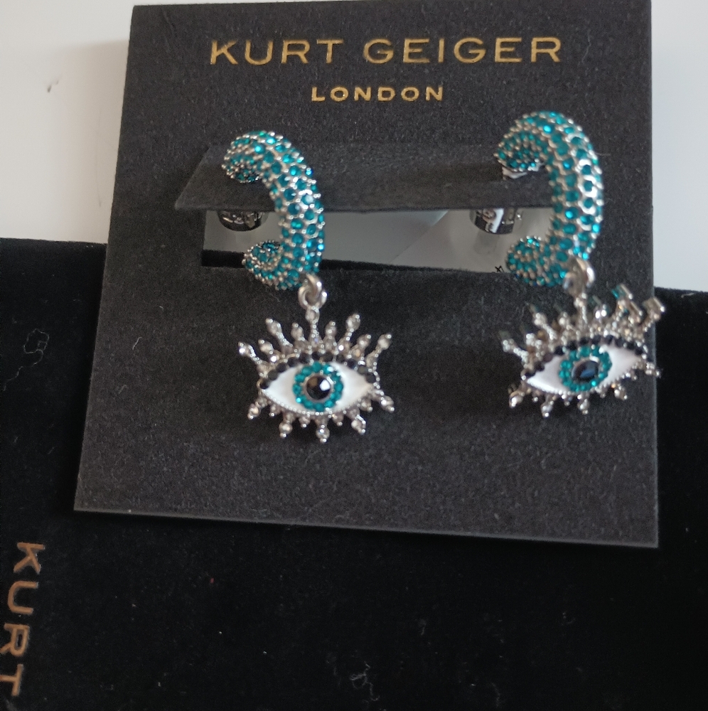 Kurt Geiger Evil Eye Silver Drop Earrings